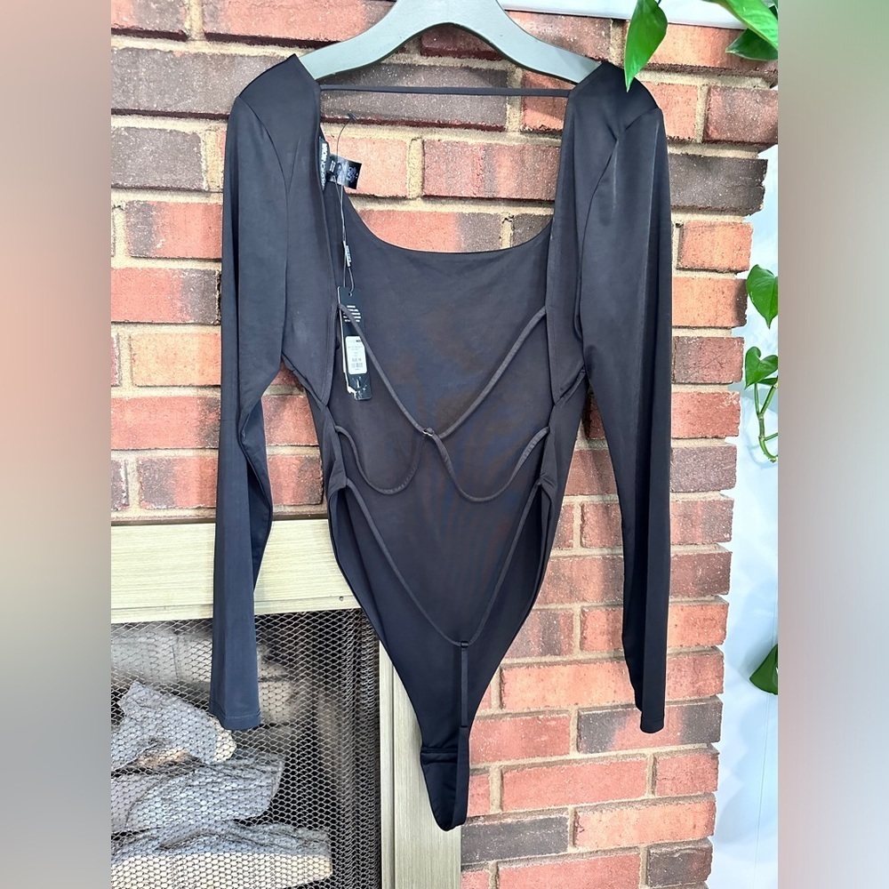 NEW Elegant open back Black Bodysuit Size 1X